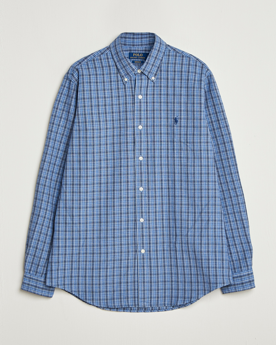 Men | Shirts | Polo Ralph Lauren | Custom Fit Checked Shirt Blue Heather Multi