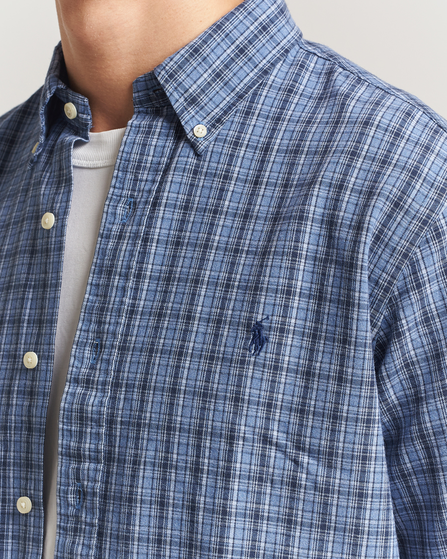Men | Shirts | Polo Ralph Lauren | Custom Fit Checked Shirt Blue Heather Multi