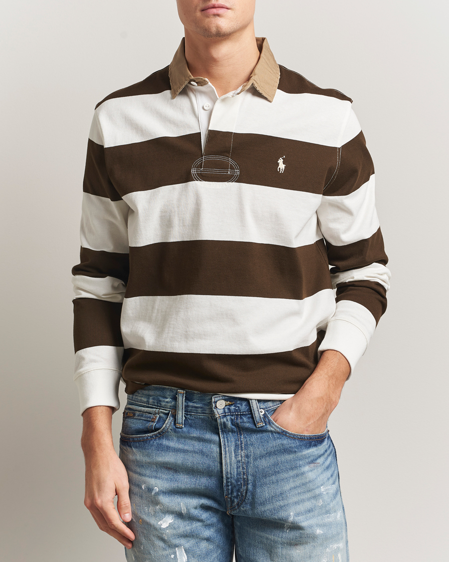 Men | Sweaters & Knitwear | Polo Ralph Lauren | Long Sleeve Rugby Sweater Dark Brown/Cream