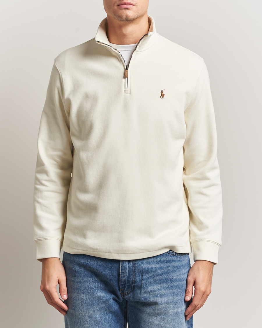 Men | Sweaters & Knitwear | Polo Ralph Lauren | Double Knitted Half Zip Parchment Cream