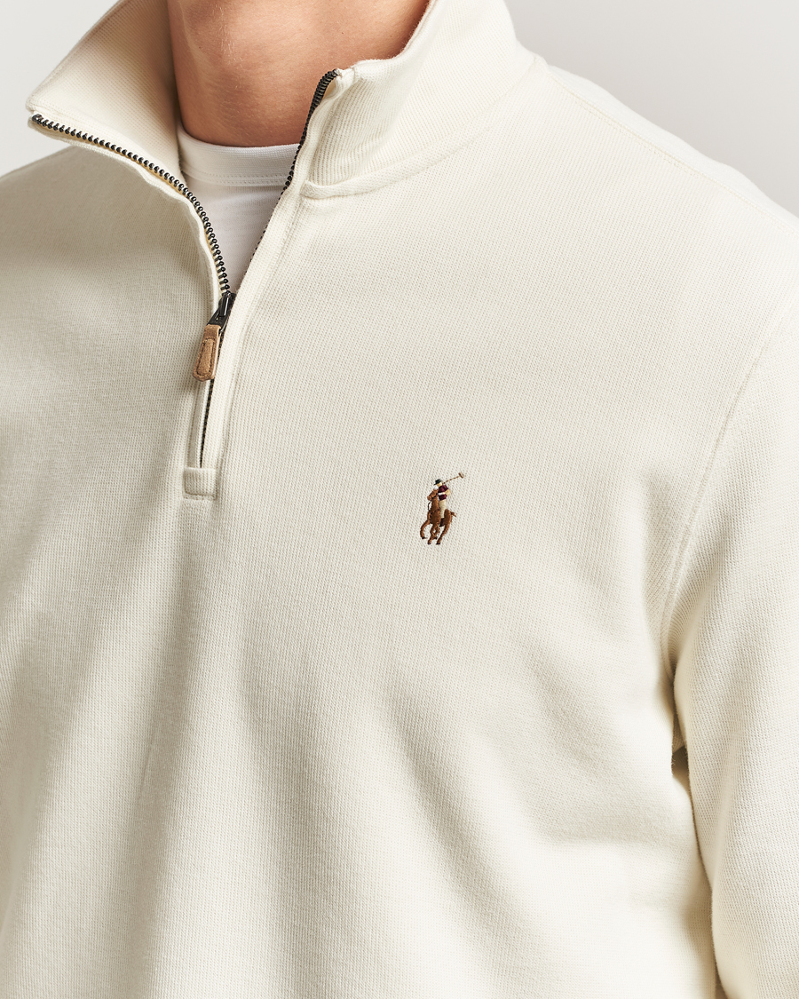 Polo Ralph Lauren Double Knitted Half Zip Parchment Cream at