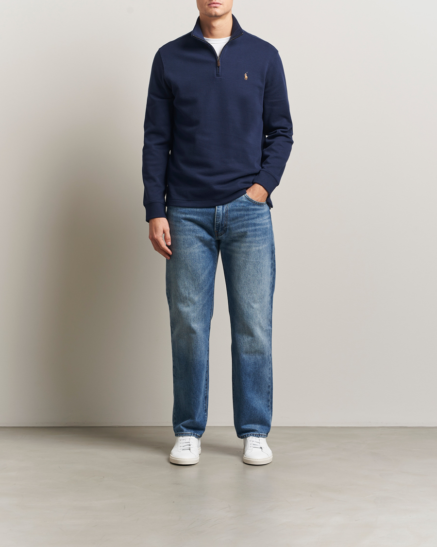 Polo Ralph Lauren Double Knitted Half Zip Cruise Navy at