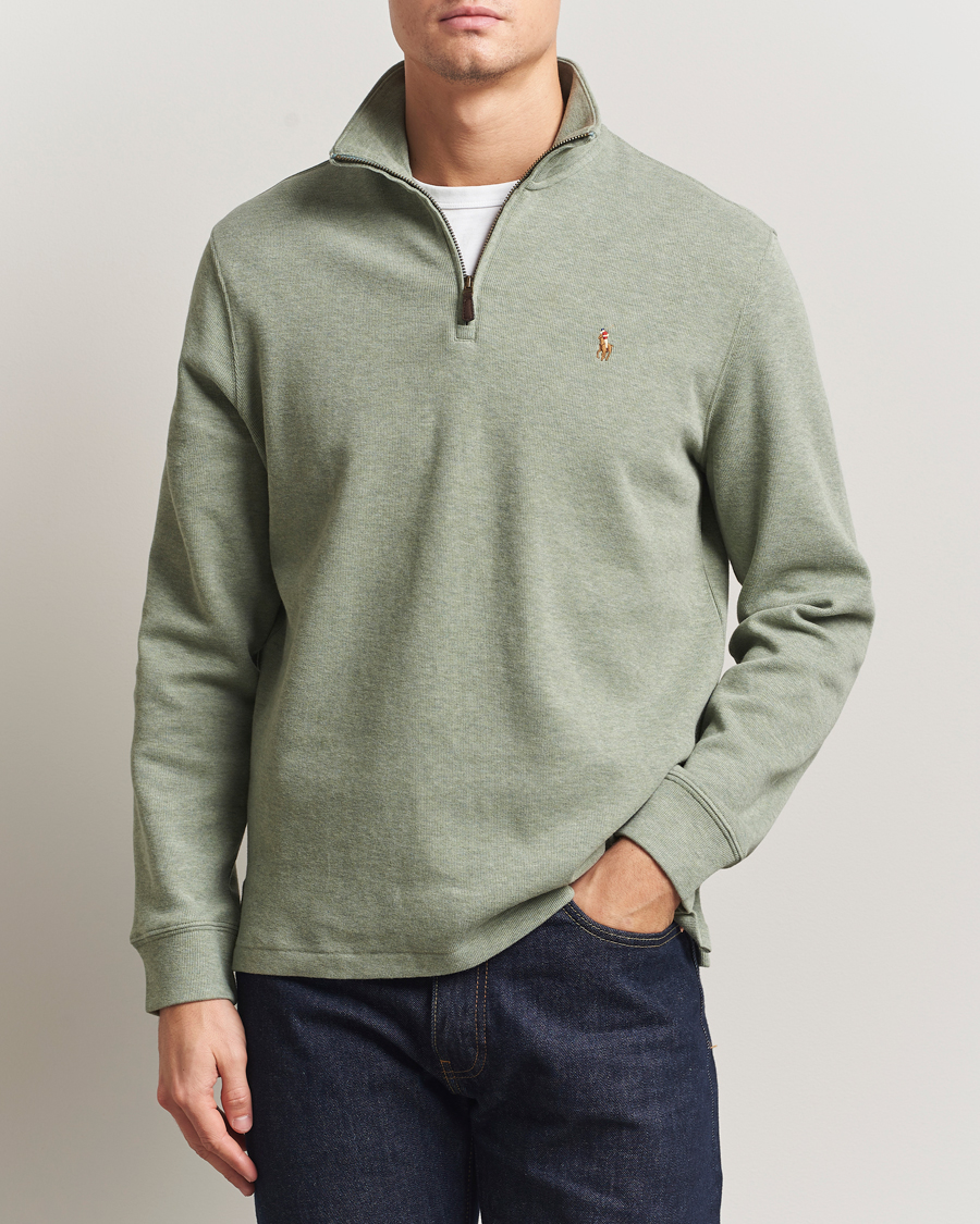 Polo Ralph Lauren Double Knitted Half Zip Greenery Heather at