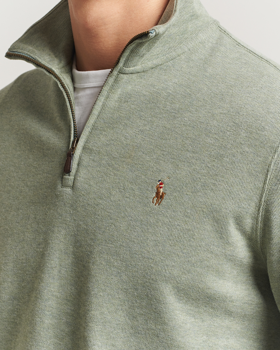 Polo Ralph Lauren Double Knitted Half Zip Greenery Heather at