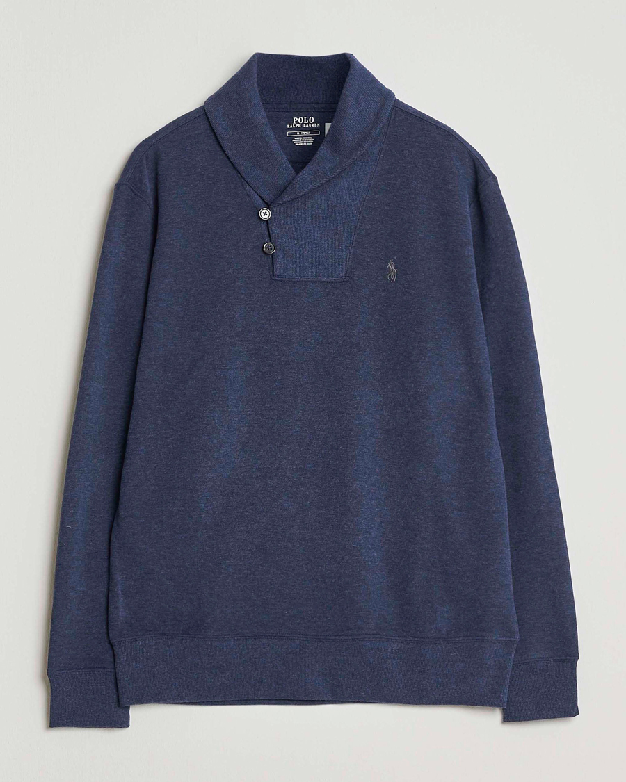 Polo Ralph Lauren Double Knitted Shawl Collar Sweater Navy Heather