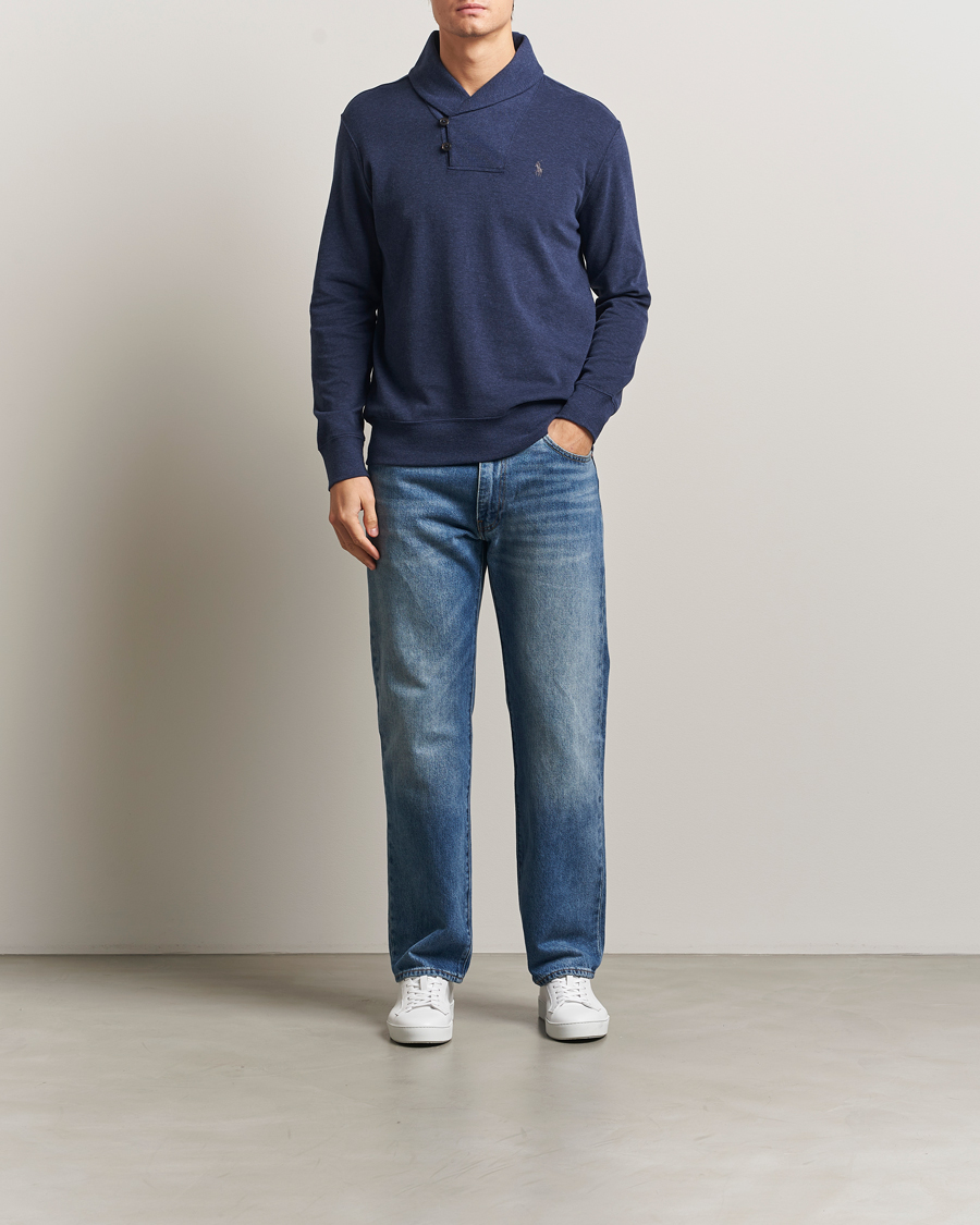 Men | Sweaters & Knitwear | Polo Ralph Lauren | Double Knitted Shawl Collar Sweater Navy Heather