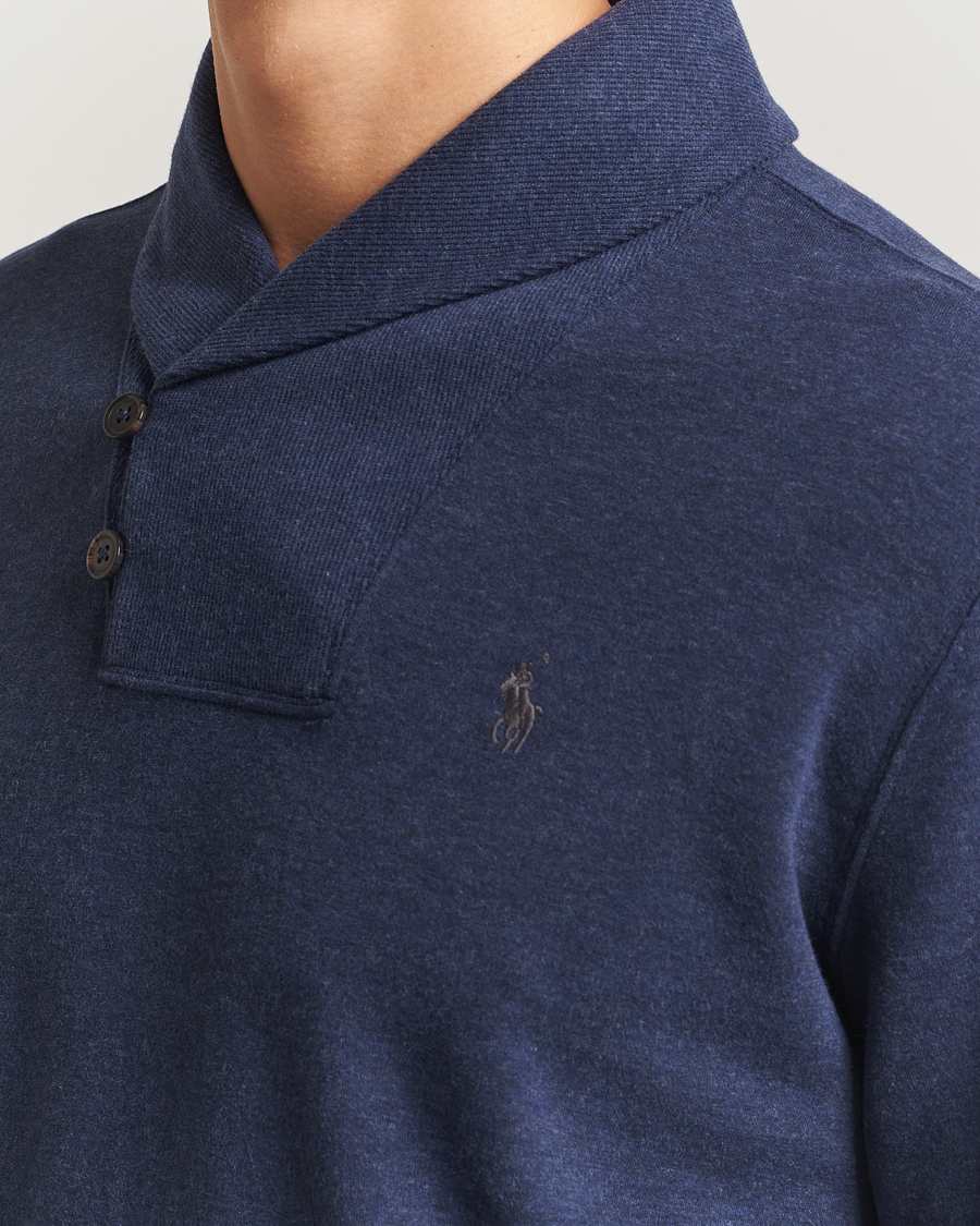 Men | Sweaters & Knitwear | Polo Ralph Lauren | Double Knitted Shawl Collar Sweater Navy Heather