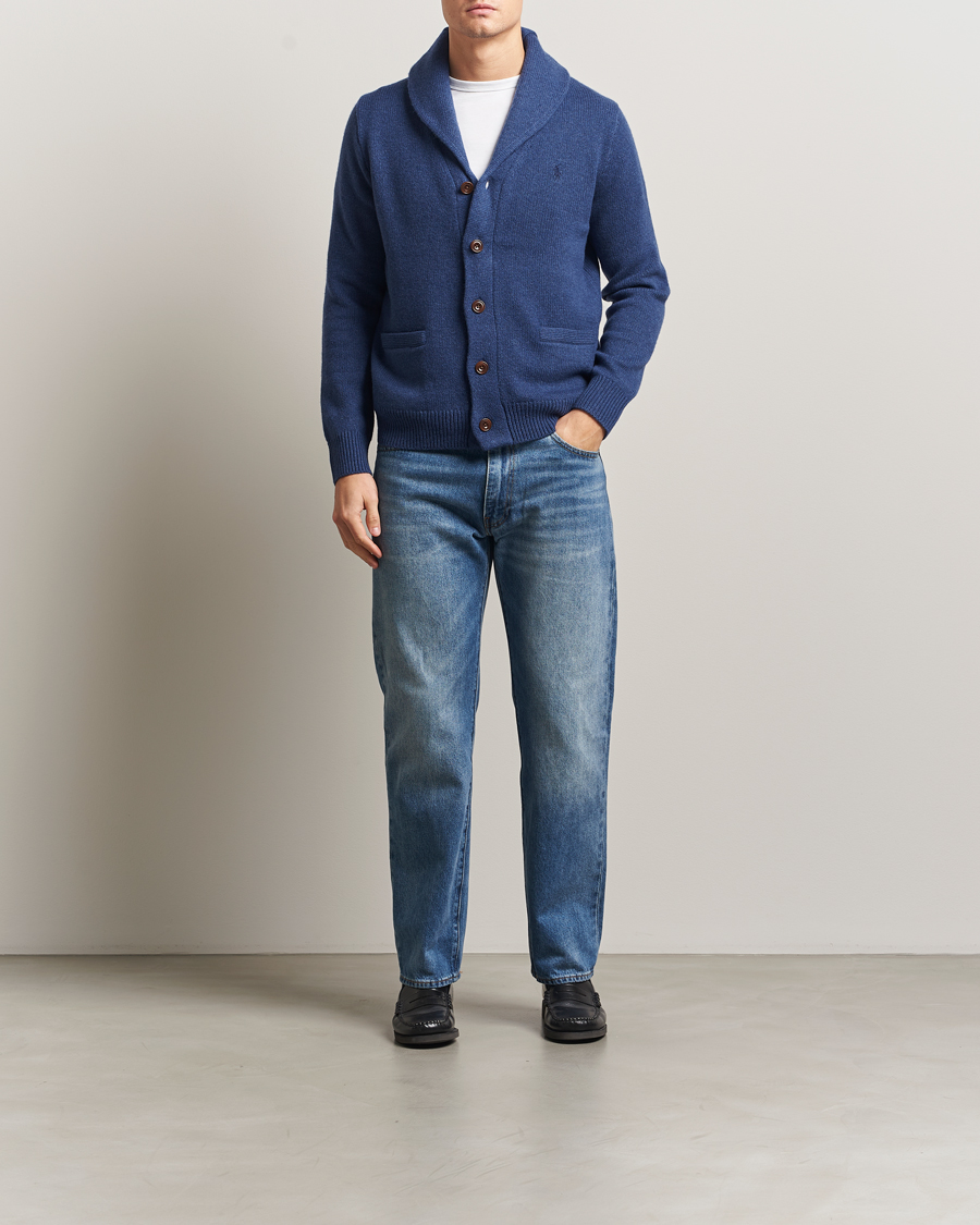 Men | Sweaters & Knitwear | Polo Ralph Lauren | Wool/Cashmere Shawl Collar Cardigan Navy Heather