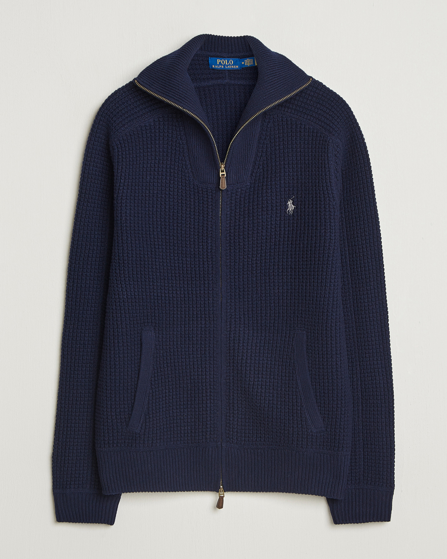 Men | Sweaters & Knitwear | Polo Ralph Lauren | Cotton/Wool Full Zip Hunter Navy