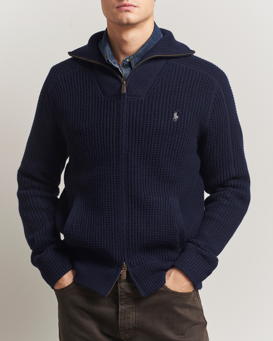 Men | Sweaters & Knitwear | Polo Ralph Lauren | Cotton/Wool Full Zip Hunter Navy