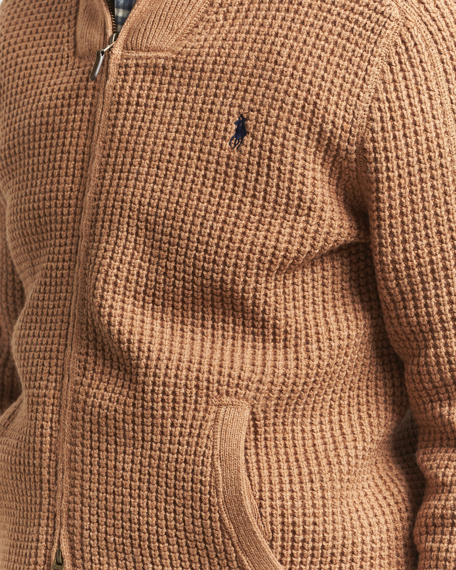 Men | Sweaters & Knitwear | Polo Ralph Lauren | Cotton/Wool Full Zip Brown Sugar Melange