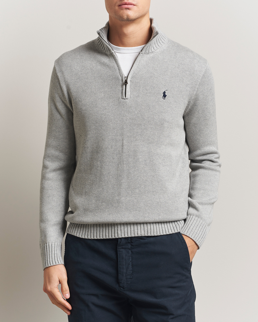 Men | Sweaters & Knitwear | Polo Ralph Lauren | Cotton Pullover Half Zip Andover Heather