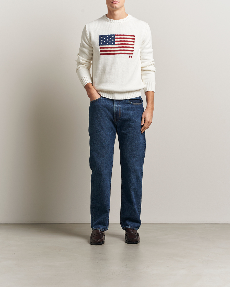 Men | Sweaters & Knitwear | Polo Ralph Lauren | Cotton Flag Sweater Deckwash White