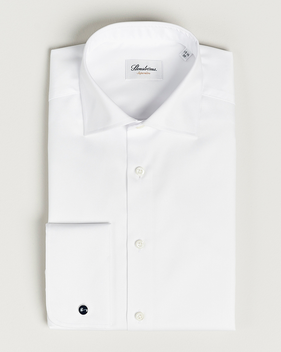 Men | Shirts | Stenströms | Superslim Double Cuff Cotton Shirt White