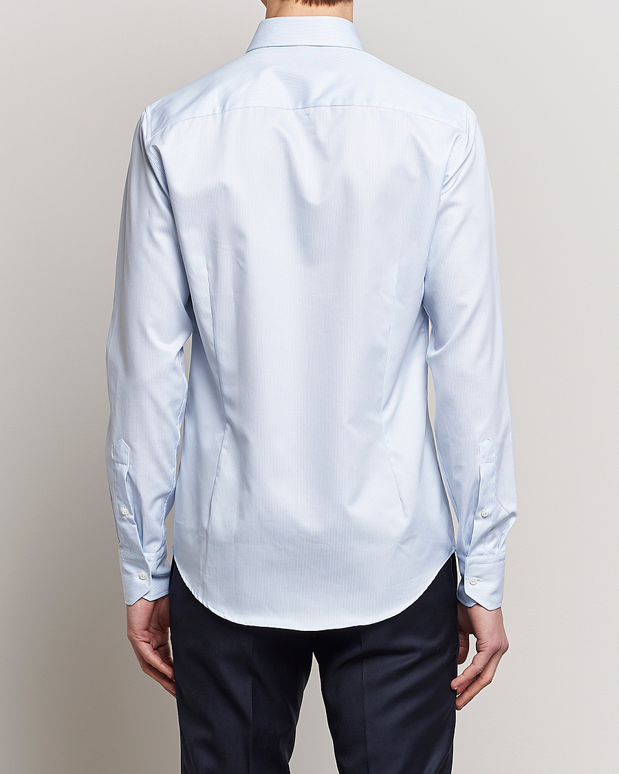 Men | Shirts | Stenströms | Superslim Cotton Twill Striped Shirt Blue/White