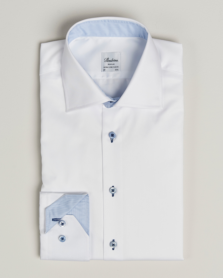Men | Shirts | Stenströms | Regular Fit X-Long Sleeve Contrast Shirt White