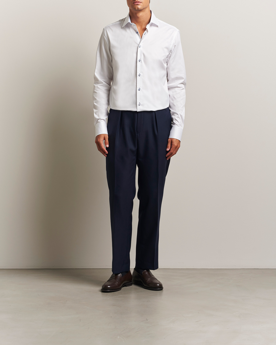 Men | Shirts | Stenströms | Regular Fit X-Long Sleeve Contrast Shirt White