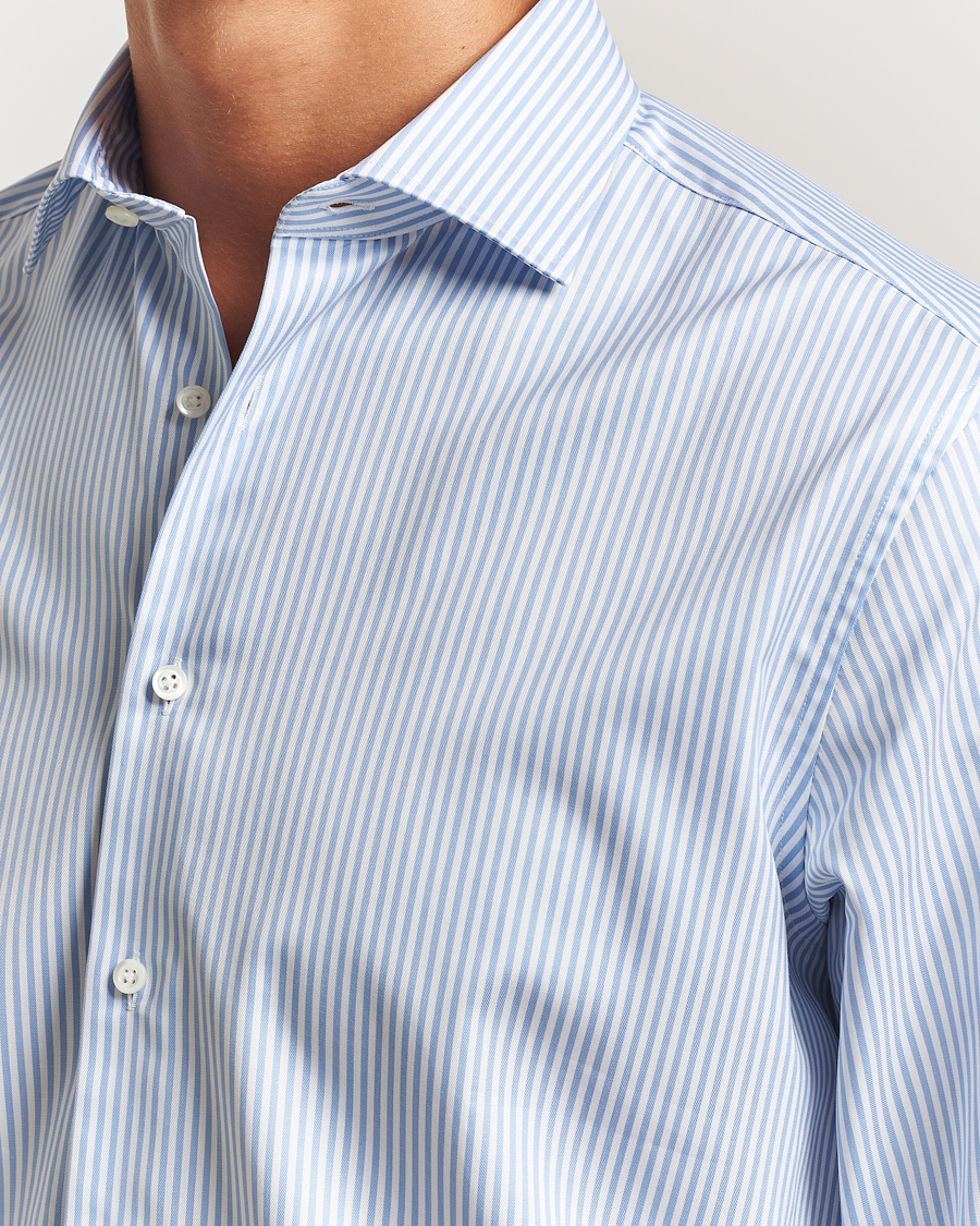 Men | Shirts | Stenströms | Regular Fit Striped Cut Away Shirt Blue/White