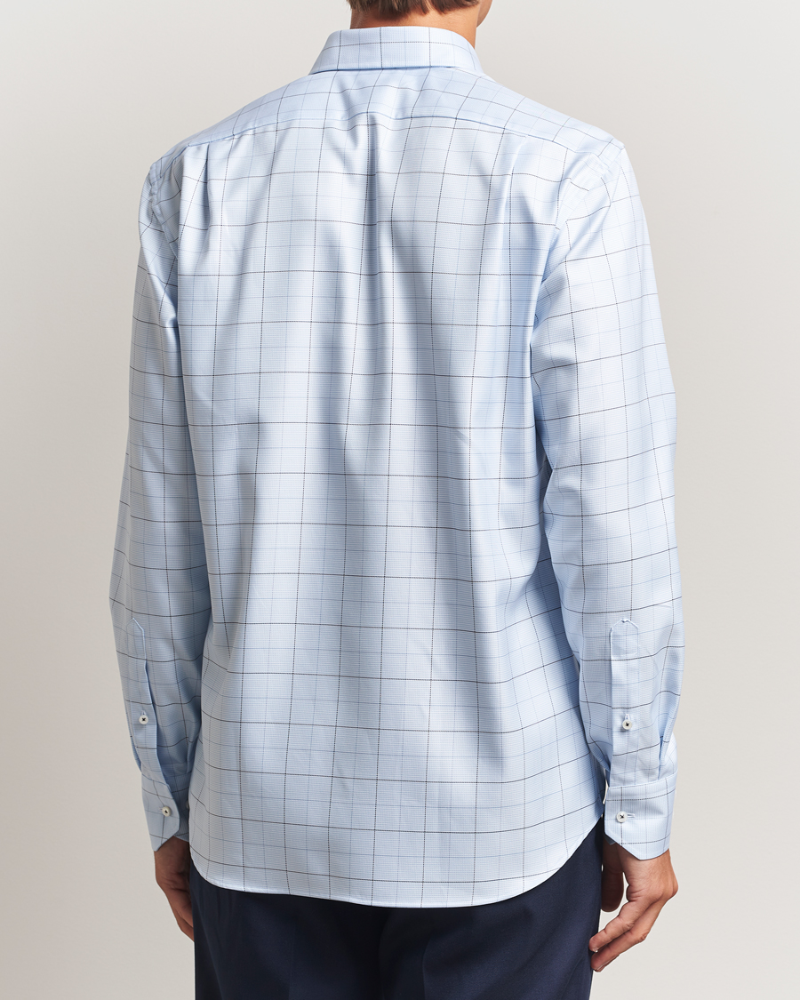 Men | Shirts | Stenströms | Regular Fit Cut Away Windowpane Shirt Blue