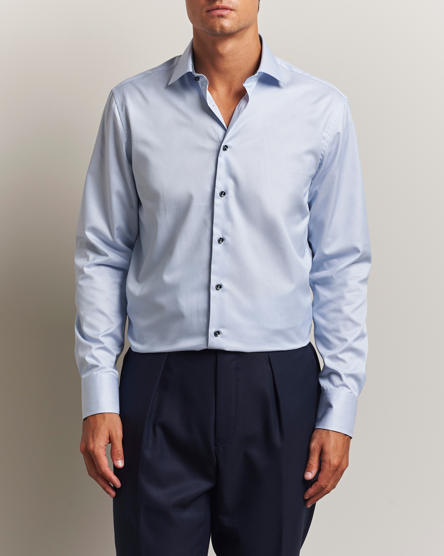 Men | Shirts | Stenströms | Regular Fit Contrast Cotton Shirt White/Blue