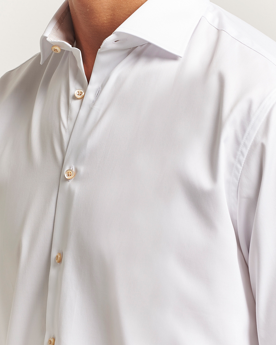 Men | Shirts | Stenströms | Regular Fit Contrast Cotton Shirt White