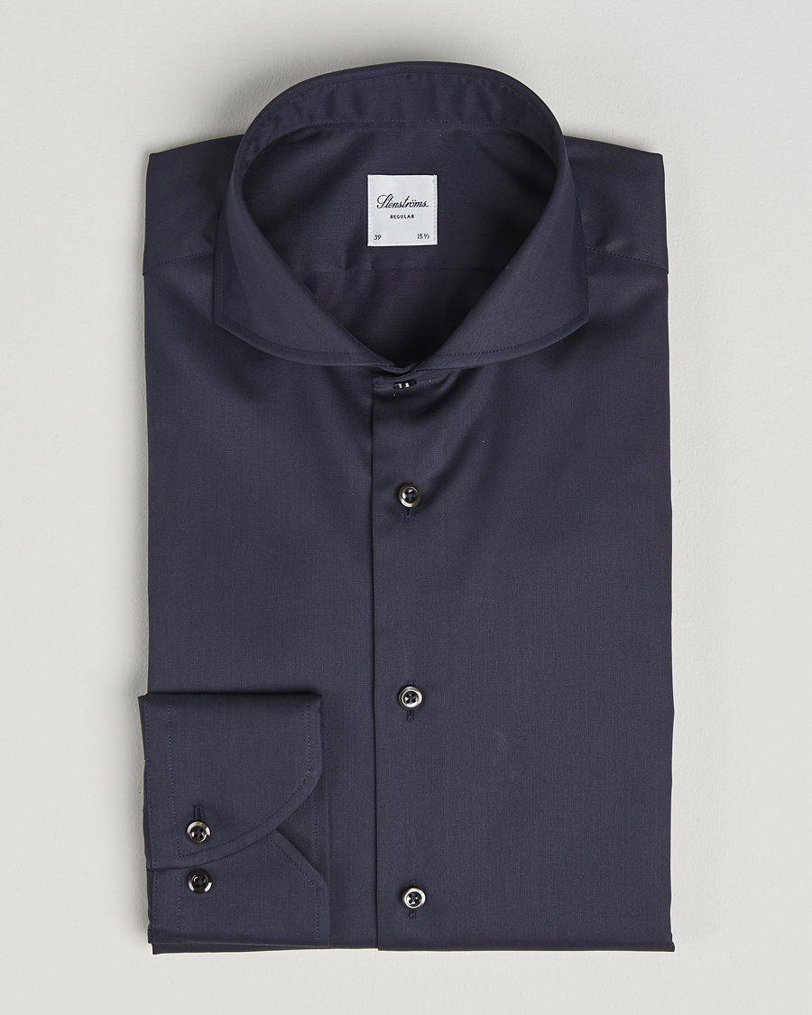 Men | Shirts | Stenströms | Regular Fit Extreme Cut Away Shirt Navy