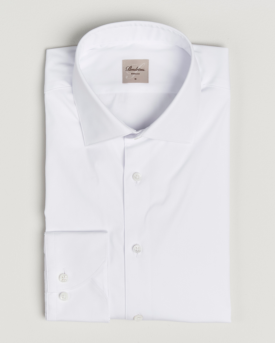 Men | Shirts | Stenströms | Regular Fit Cotton Stretch Shirt White