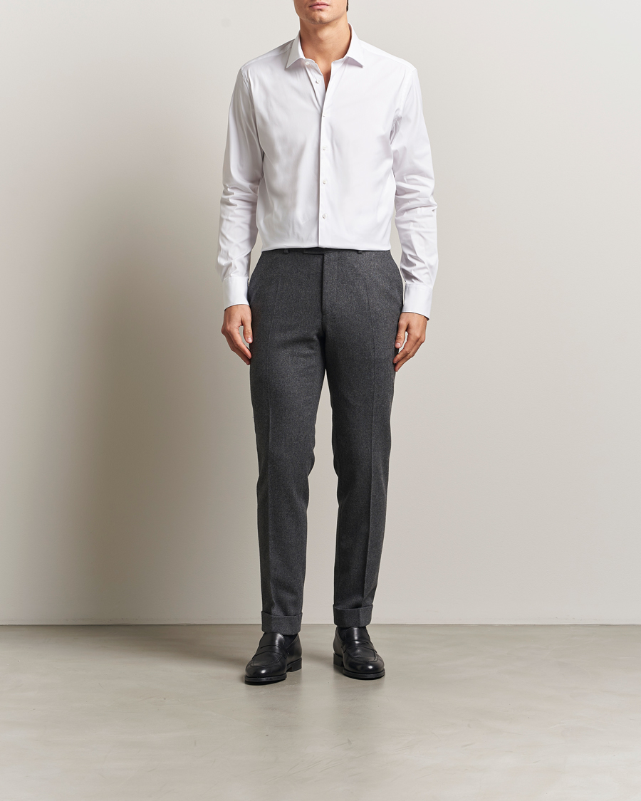 Men | Shirts | Stenströms | Regular Fit Cotton Stretch Shirt White