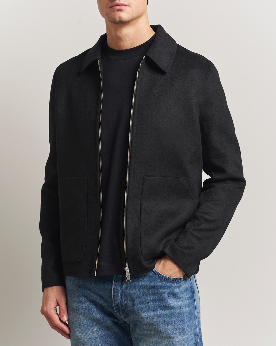 Men | Coats & Jackets | Samsøe Samsøe | Sapaulo Wool Full Zip Shirt Jacket Black