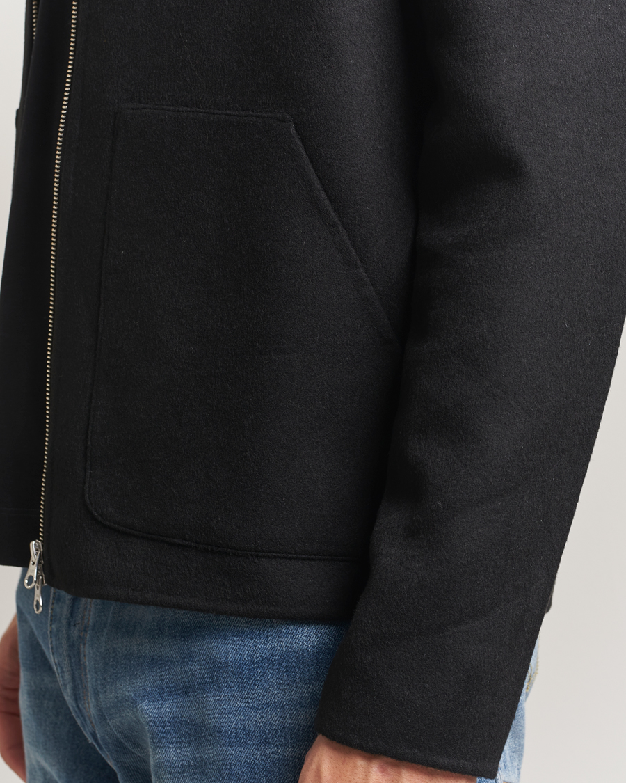 Men | Coats & Jackets | Samsøe Samsøe | Sapaulo Wool Full Zip Shirt Jacket Black