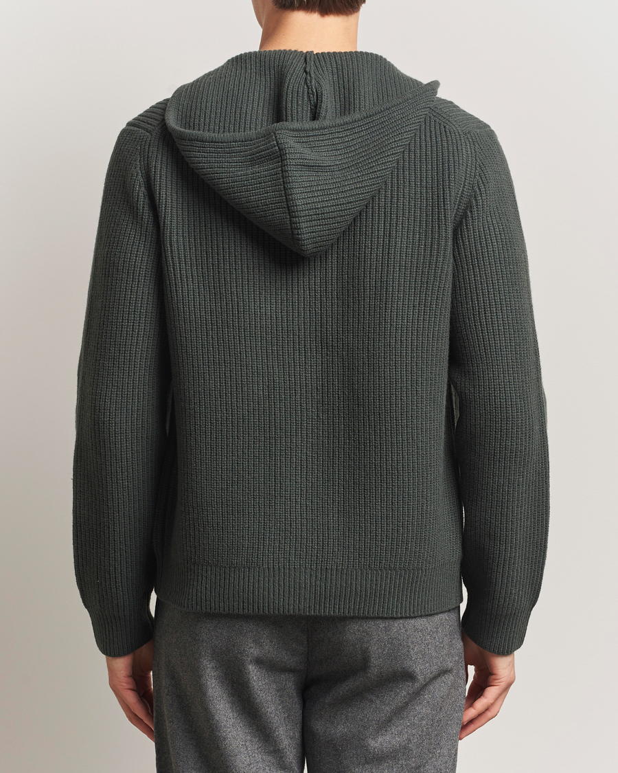 Men | Sweaters & Knitwear | Samsøe Samsøe | Isak Heavy Knitted Full Zip Hoodie Dark Evergreen