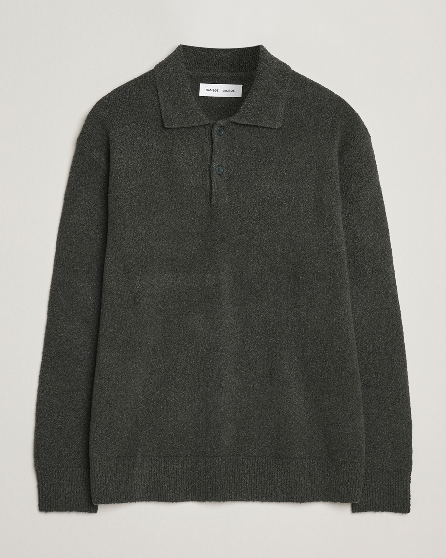 Men | Sweaters & Knitwear | Samsøe Samsøe | Nino Knitted Polo Dark Evergreen