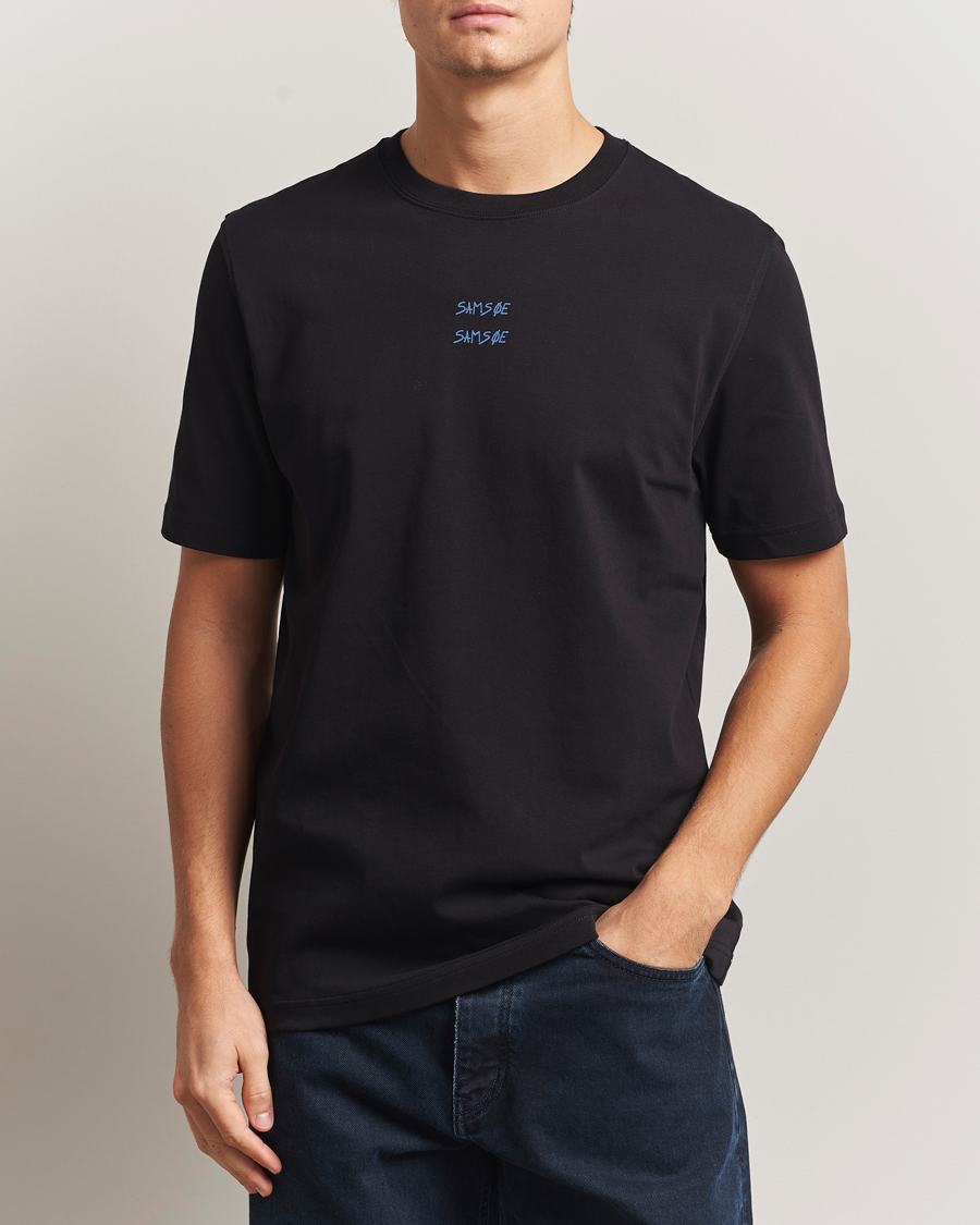 Men | T-Shirts | Samsøe Samsøe | Cards Printed Crew Neck T-Shirt Black