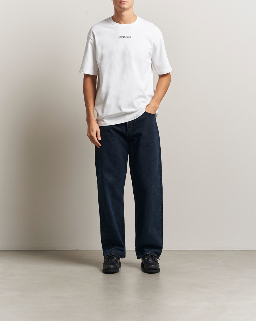 Men | T-Shirts | Samsøe Samsøe | Dinner Printed Crew Neck T-Shirt White