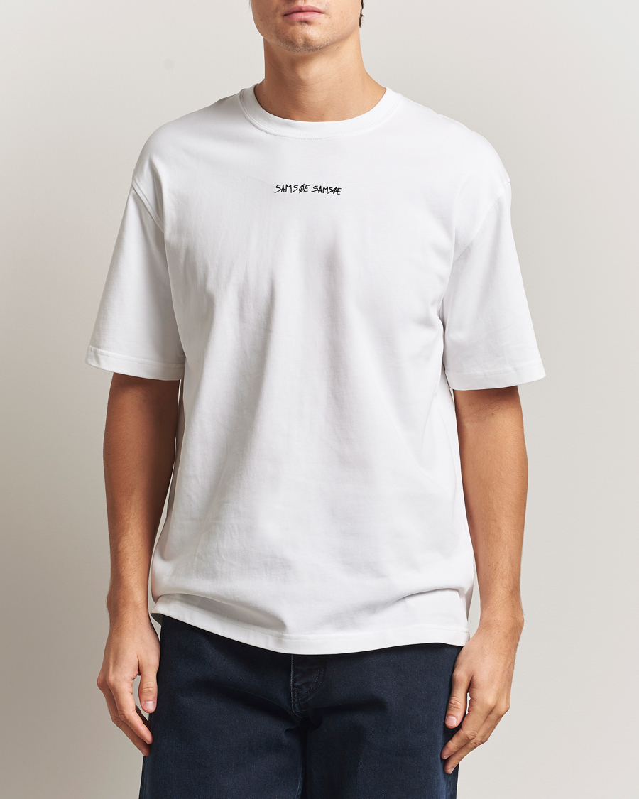 Men | T-Shirts | Samsøe Samsøe | Dinner Printed Crew Neck T-Shirt White