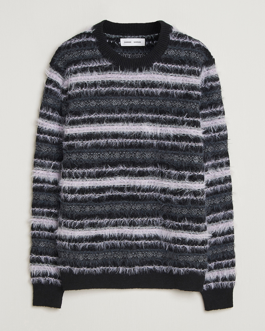 Men | Sweaters & Knitwear | Samsøe Samsøe | Finnley Striped Knitted Sweater Black Multi
