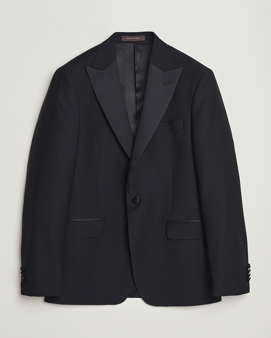 Men | Blazers | Oscar Jacobson | Frampton Wool Tuxedo Blazer Black