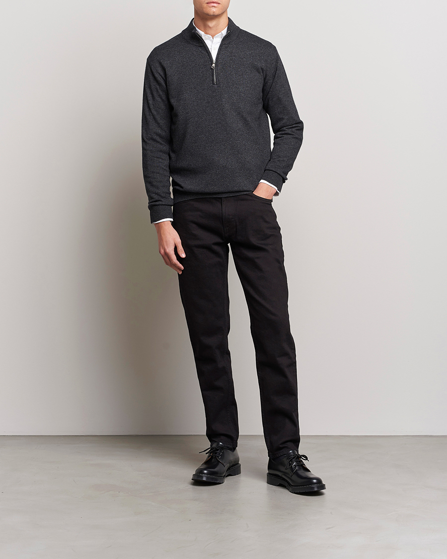 Men | Sweaters & Knitwear | Oscar Jacobson | Patton Wool Half-Zip Grey