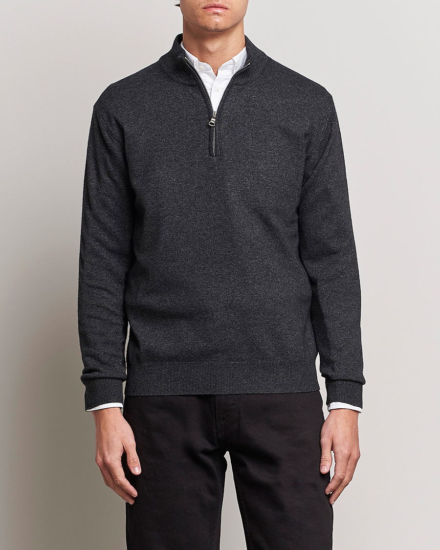 Men | Sweaters & Knitwear | Oscar Jacobson | Patton Wool Half-Zip Grey