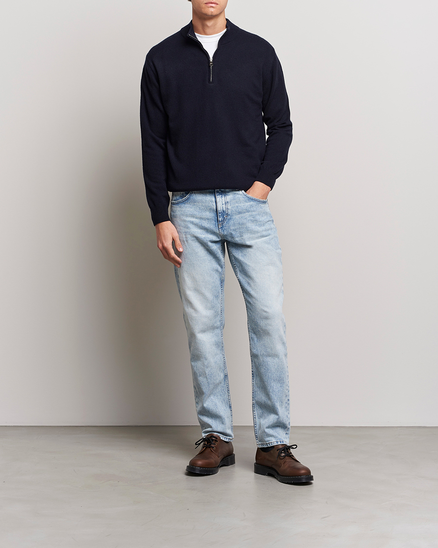 Men | Sweaters & Knitwear | Oscar Jacobson | Patton Wool Half-Zip Navy