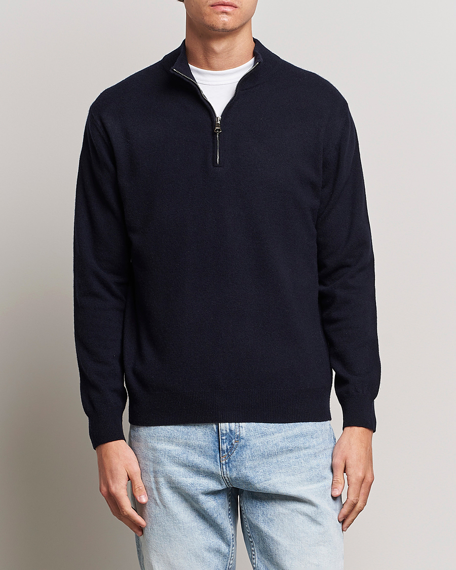 Men | Sweaters & Knitwear | Oscar Jacobson | Patton Wool Half-Zip Navy