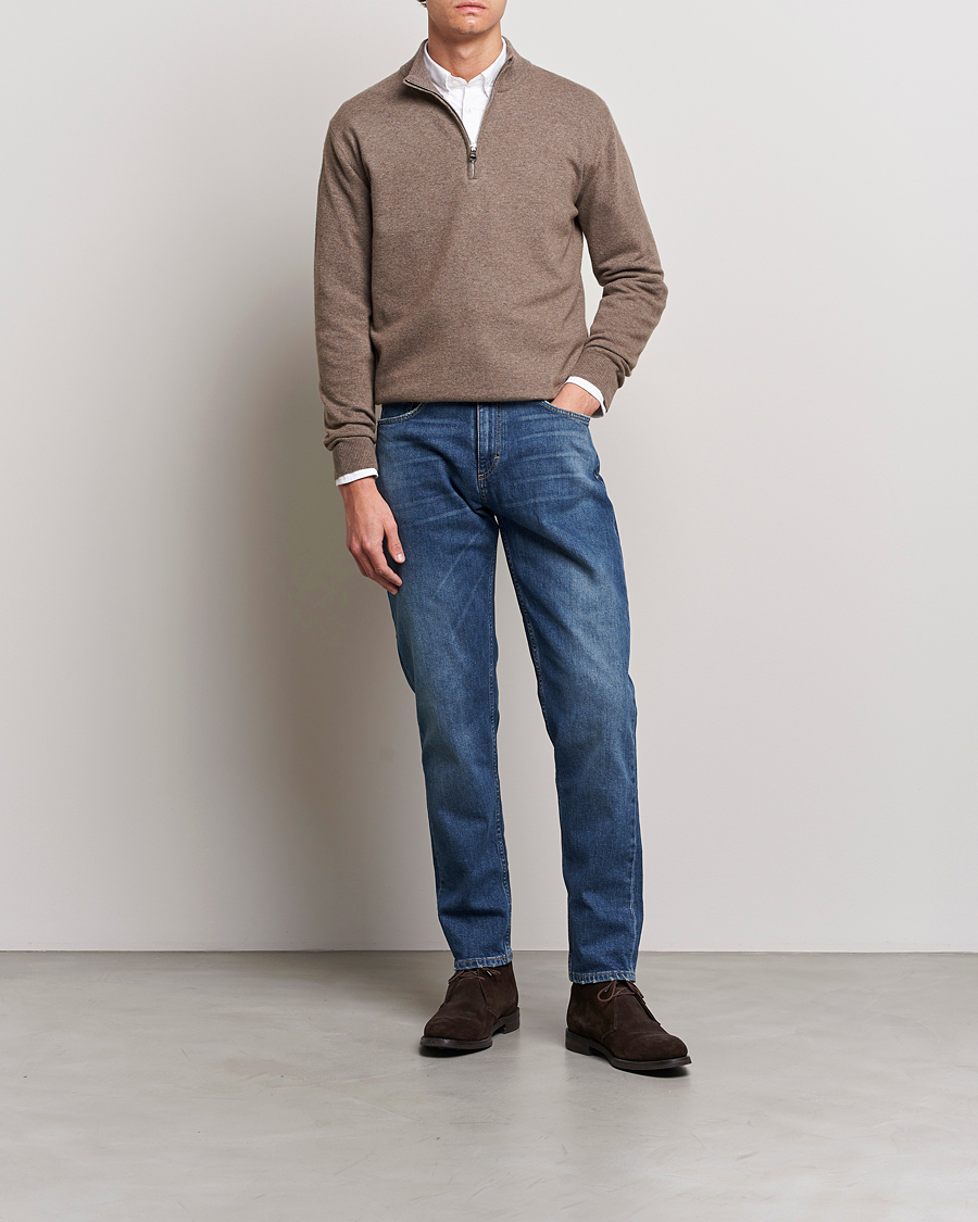 Men | Sweaters & Knitwear | Oscar Jacobson | Patton Wool Half-Zip Beige