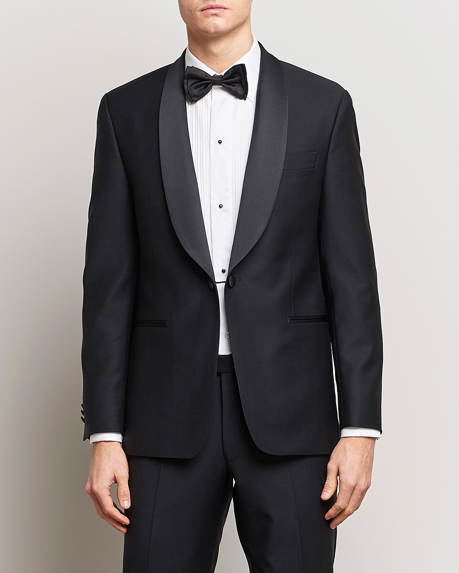 Men | Blazers | Oscar Jacobson | Figaro Wool Tuxedo Blazer Black