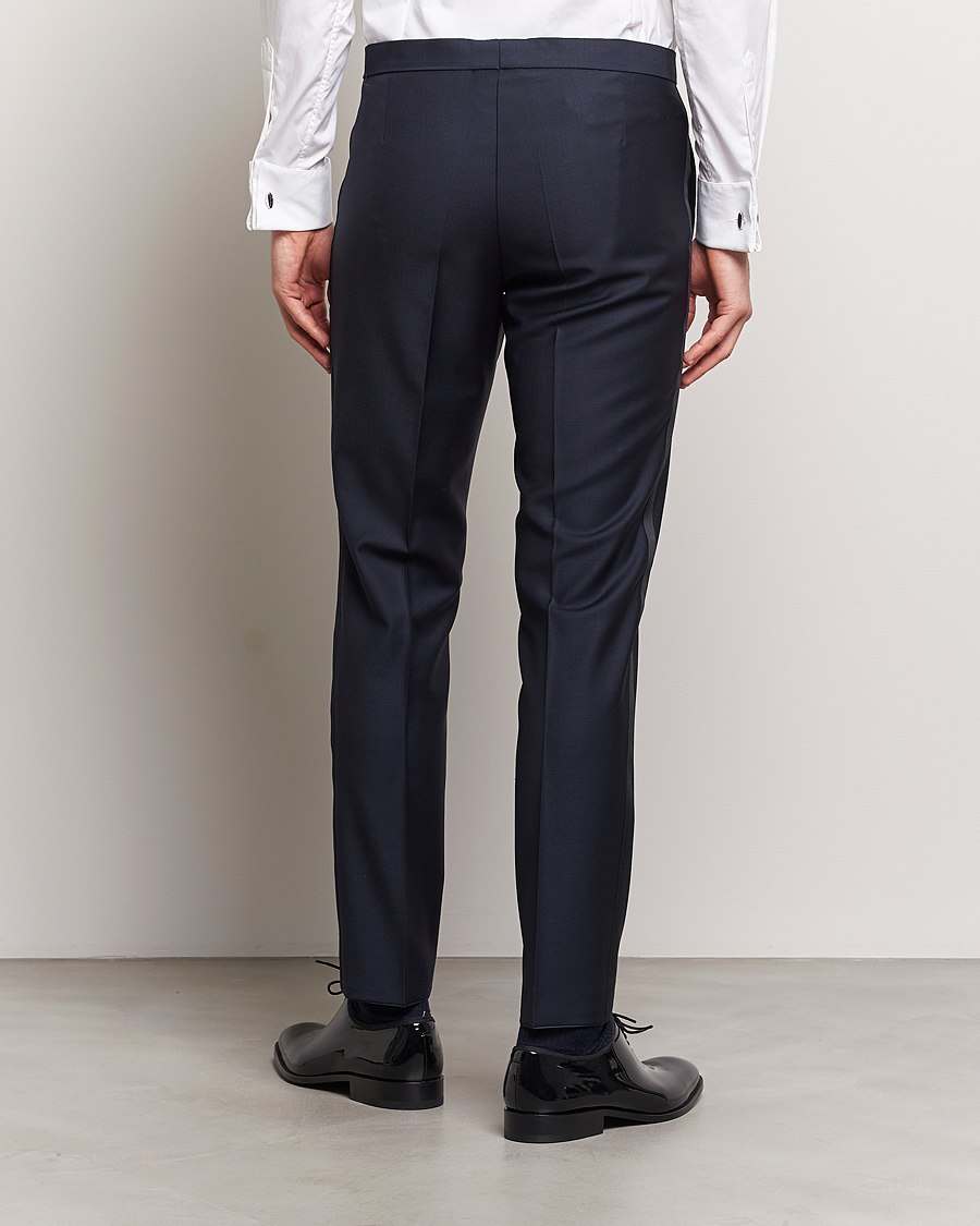 Men | Trousers | Oscar Jacobson | Denz Wool Tuxedo Trousers Navy