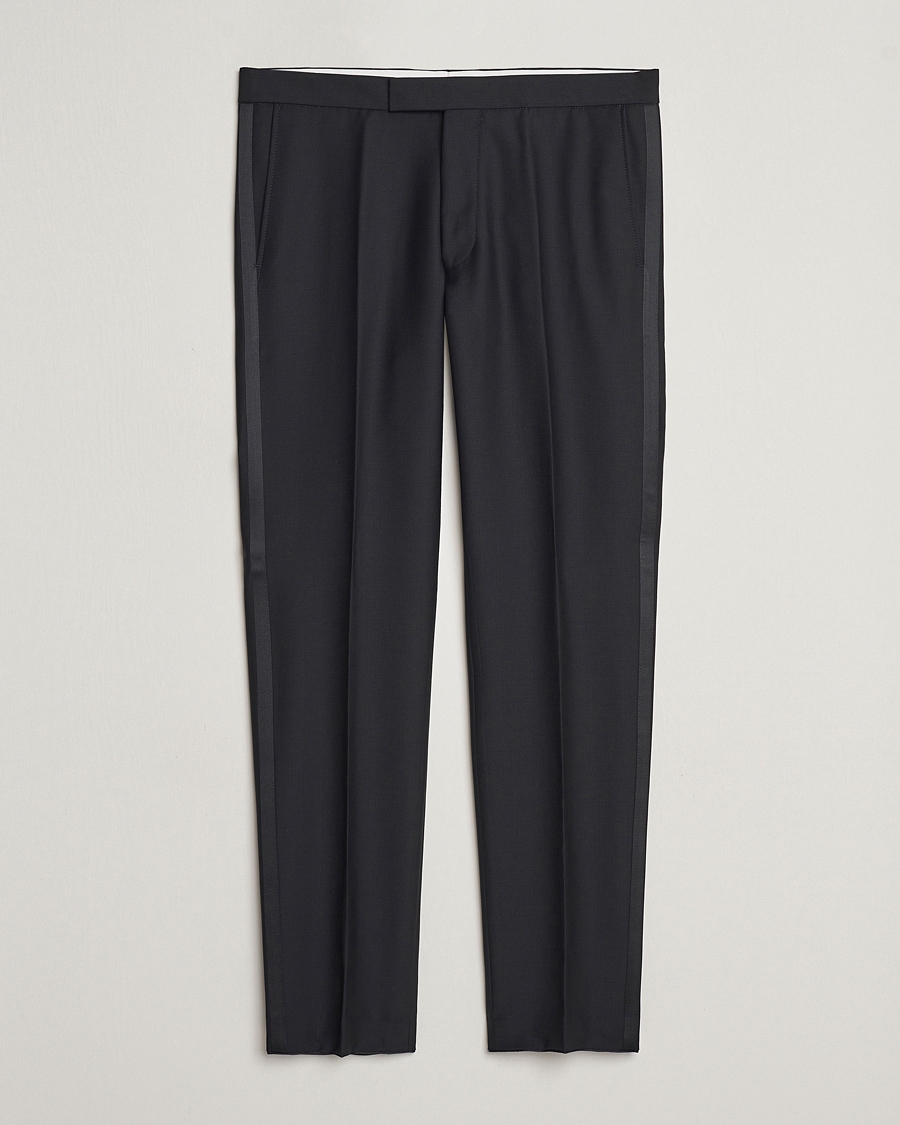 Men | Trousers | Oscar Jacobson | Denz Wool Tuxedo Trousers Black