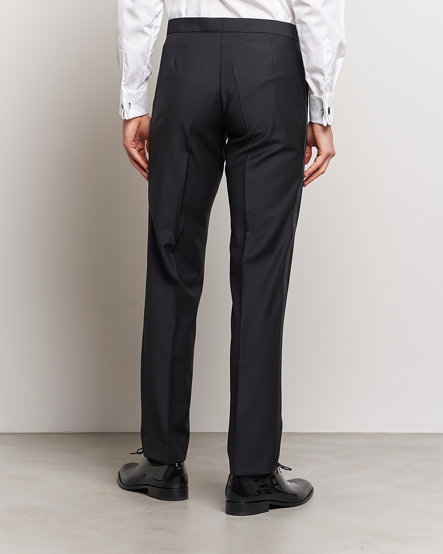 Men | Trousers | Oscar Jacobson | Denz Straight Wool Tuxedo Trousers Black