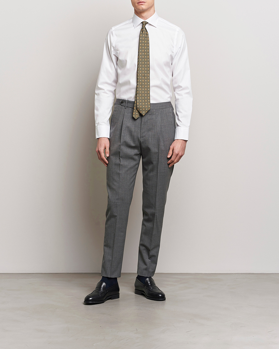 Men | Shirts | Oscar Jacobson | Slim Fit Cut Away Non Iron Twill White