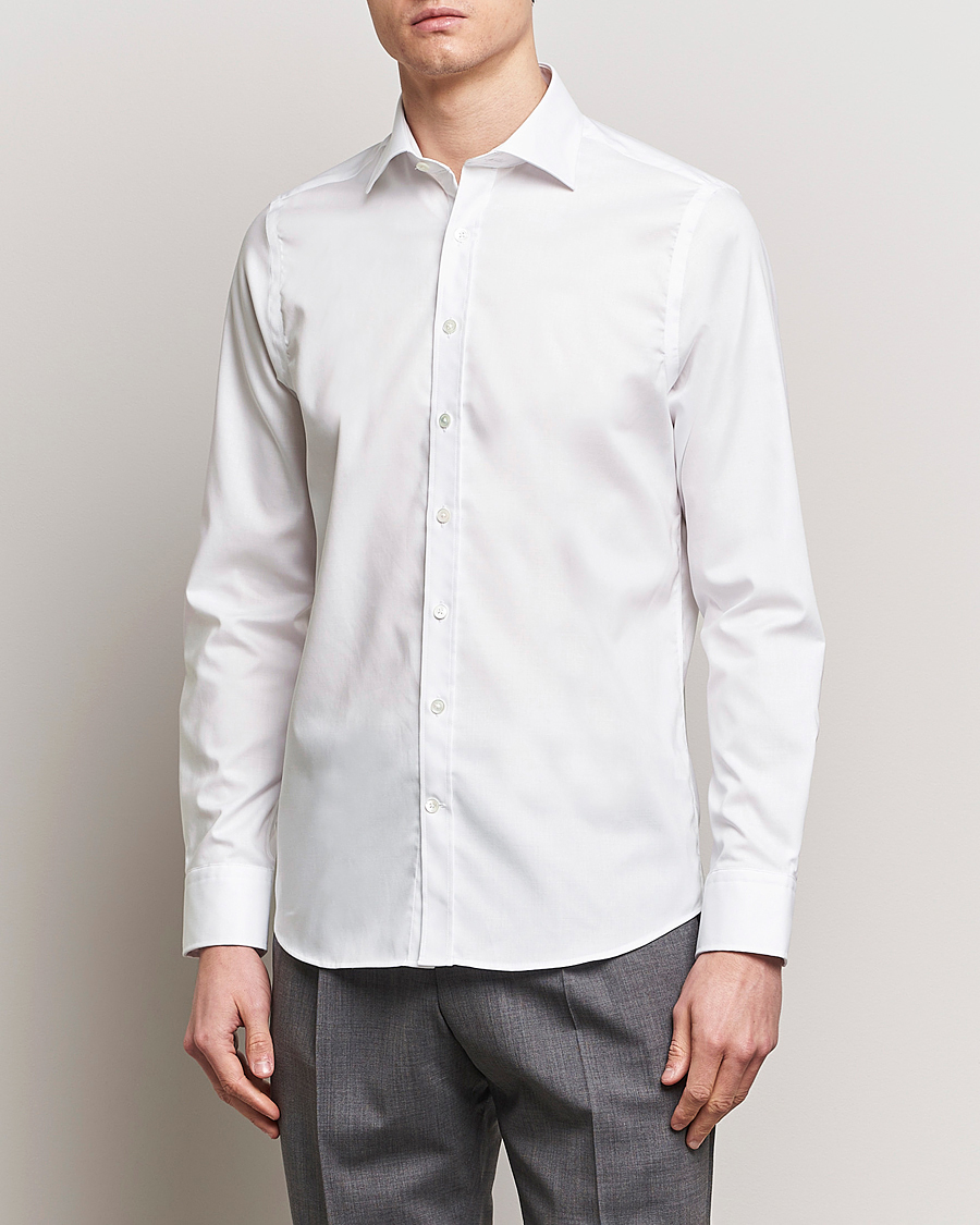 Men | Shirts | Oscar Jacobson | Slim Fit Cut Away Non Iron Twill White