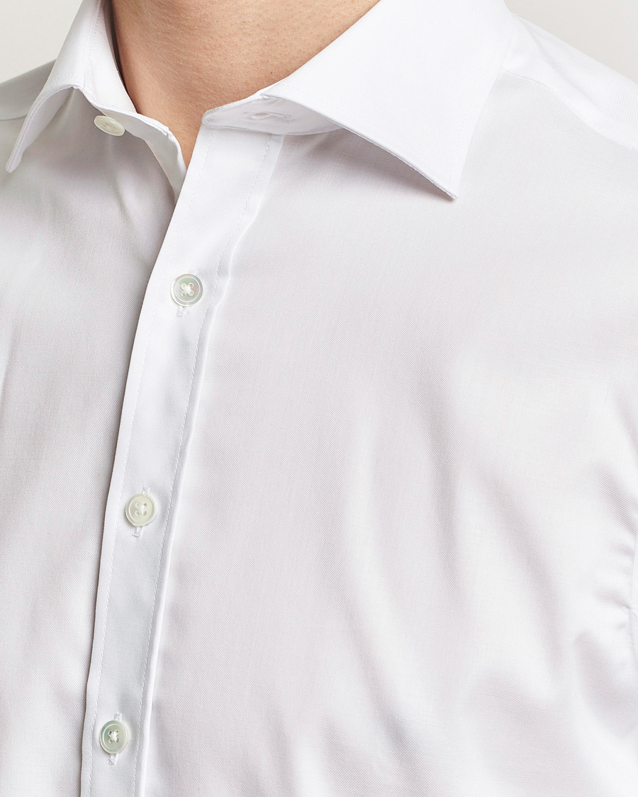 Men | Shirts | Oscar Jacobson | Slim Fit Cut Away Non Iron Twill White