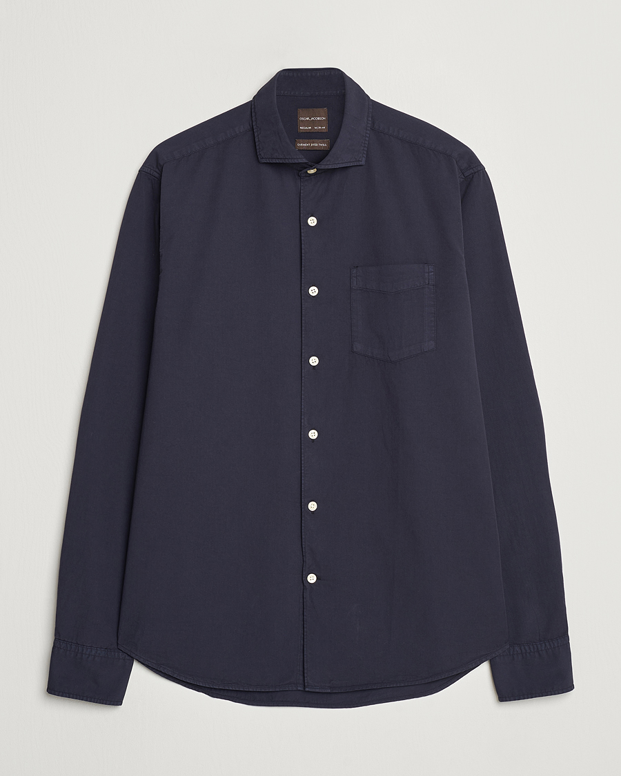 Men | Shirts | Oscar Jacobson | Reg Fit Wide Spread Collar Twill Night Blue